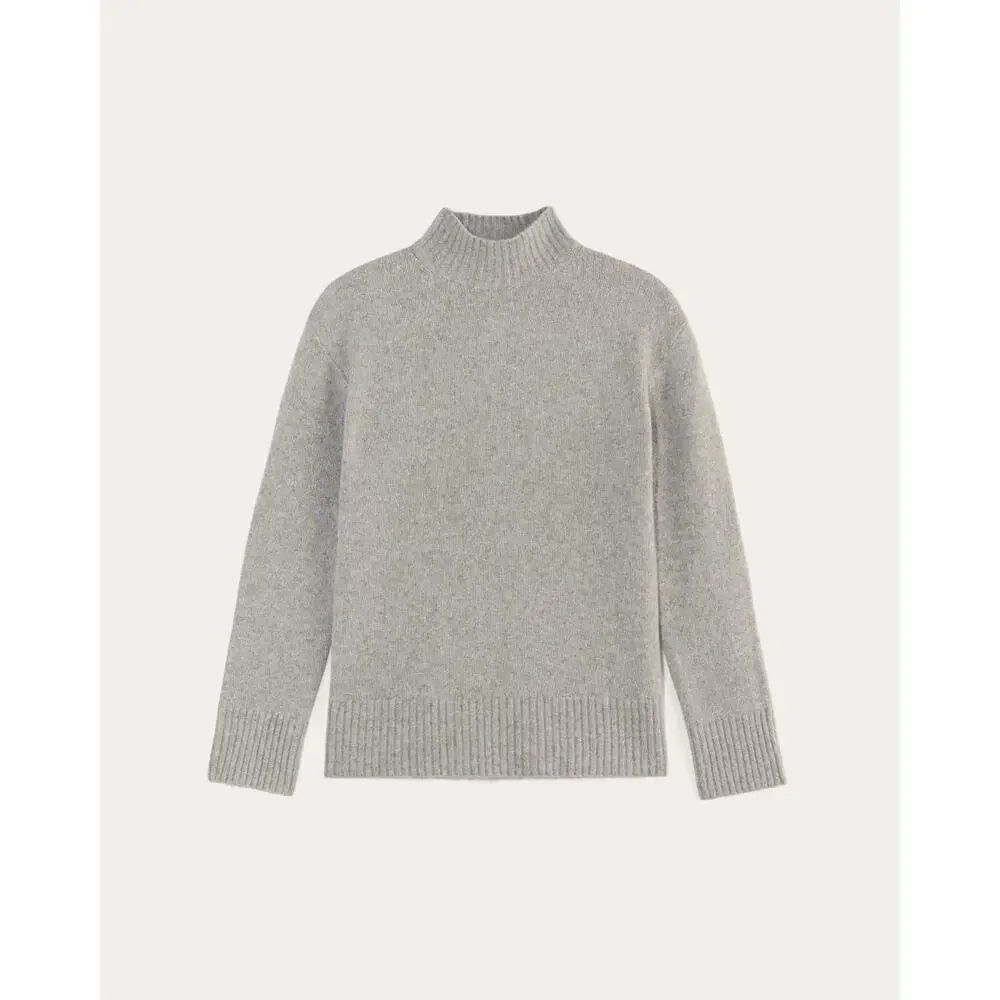 Everlane Mock Neck Gray Sweater in Plush Cotton Size L